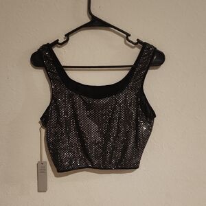Sequin Black Crop Top